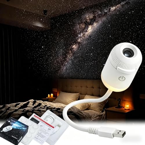 Galaxy Star Projector 2in1 Galaxy Projector & Night Light 360 Adjustable LED Space Galaxys Lamp with Multiple Projection Films Adjustable Brightness for Bedroom Hallway Ceiling Decor (12 Pattern)
