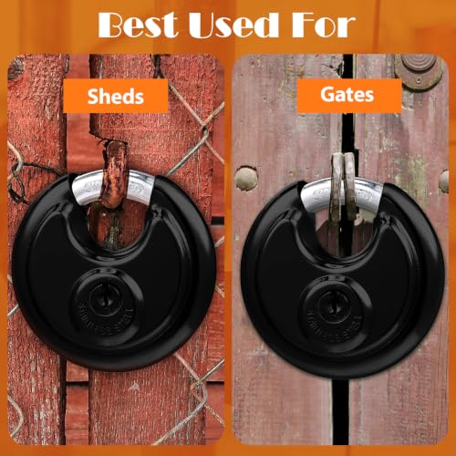 Image of Chumia 16 Pack Padlocks Keyed Alike, Stainless Steel 2-3 /4 inch Wide, 3 /8 inch Shackle Disc Locks for Outdoor, Storage Units, Garages, Gym Lockers(Black)