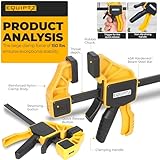 EQUIPTZ 12 inch Bar Clamps for Woodworking – 2 Pack Quick Grip Clamps Set with 150 lbs Force – Wood Clamps for Gluing, Carpentry, DIY, and Metalworking (12 inch Size, 2 Pack)