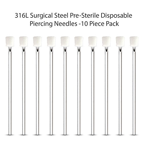 Bodyj4You 10Pc Piercing Needles Surgical Steel 16G Ear Nose Belly Tongue Nipple Eyebrow Labret #TOP3