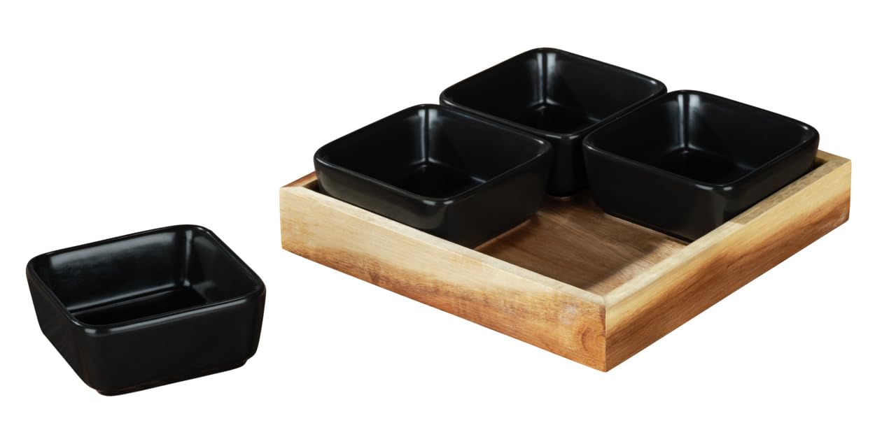 Bols à trempette WENKO et plateau en bois d'acacia pour vos apéritifs et barbecues réussis