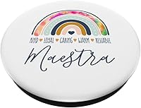 Vista 2 de Maestra Cute Rainbow Regalos para Maestra Bilingue Teache PopSockets intercambiables PopGrip