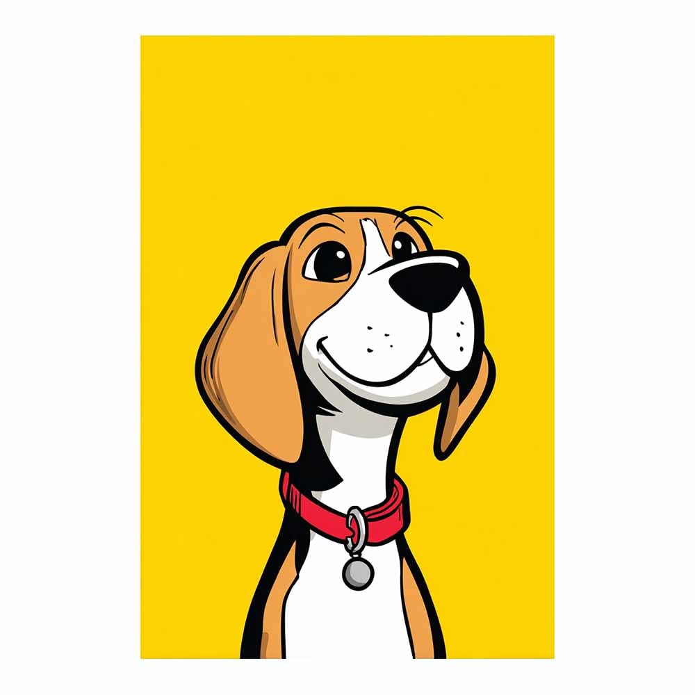 ZAMAEIU Canvas Print Wall Art Beagle Abstract Dog Animal Paintings, Suitable for living room, bedroom, for Kids Room Decoretc.(yellow)-80x120cm Unframed