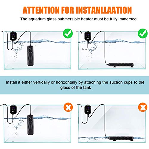 Image of AQQA Aquarium Heater, 1000W Fish Tank Heater Submersible Betta Fish Heater for Aquarium Thermostat Pond Heater for Freshwater and Saltwater (1000W for 120-280 Gallon Tank)