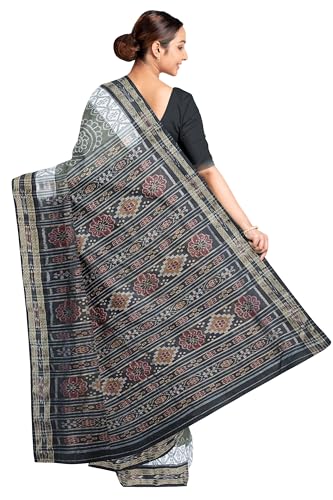 Image of COTTONSILK & KHANDUAPATA Odisha Sambalpuri Handloom Ikat Women Cotton Saree, Odisha Handloom Handmade Pure Cotton Khandua Saree, Ikkat Orissa Traditional Handloom Saree Without Blouse 12