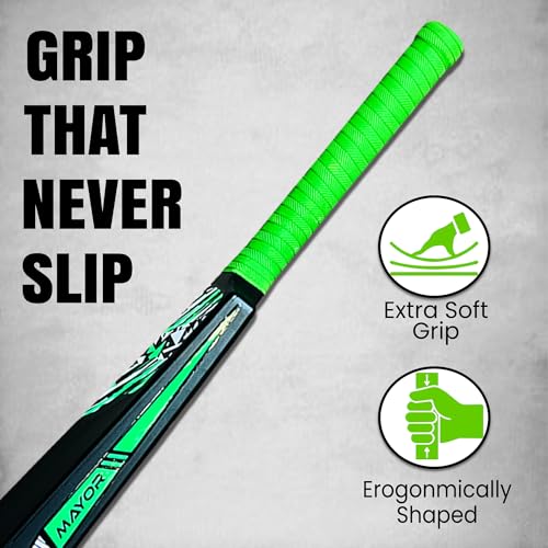 Image of MAYOR Blaster Cricket Bat for Kids & Adults | Plastic Bats for Indoor Tournament | Practice Bat | Full Size Tennis Bat for Cricket | (34 X 4.5 Inch) for All Age Group (Black /Green)