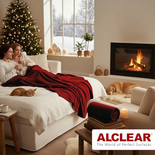 ALCLEAR 3 Stück Oeko Tex Fleecedecken, Farbe: Bordeaux, tolle Größe 130x160 cm, über 200 g/m2, Sofadecke Couchdecke Wohndecke, Picknickdecke Sofaüberwurf Decke