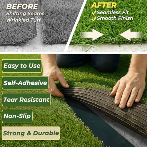 Linghou Single-Sided Self-Adhesive Artificial Grass Seaming Tape, Weatherproof Turf Adhesive for Synthetic Grass, 6in x 49ft