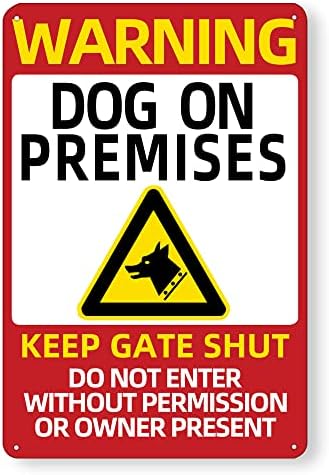 Cartello Metallo 'Beware Of Dog' (Attenti Al Cane) 30,5x20,3 Cm - Latta Resistente Per Recinzione, Giardino, Casa