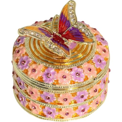 Boîte à bijoux vintage papillon en métal ciselé pour bagues