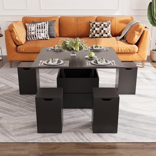VOWNER Table Basse Relevable, Table de Salon Multifonctionnelle 4 en 1, Plateau Relevable,...