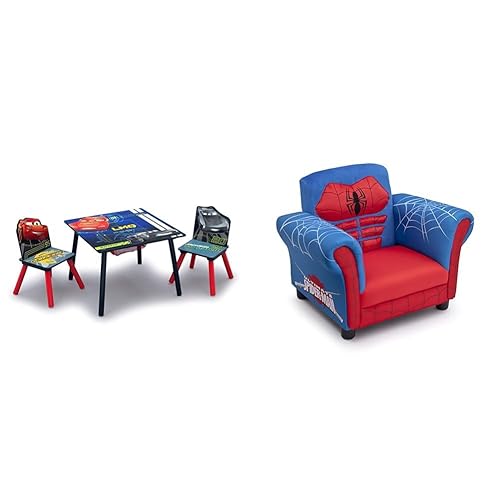 Delta Children Juego de mesa y silla para niños con almacenamiento (2 sillas incluidas) y silla tapizada figural, Marvel Spider-Man (azul, rojo) Delta Children Juego de mesa y silla para niños con almacenamiento (2 sillas incluidas) y silla tapizada figural, Marvel Spider-Man (azul, rojo)
