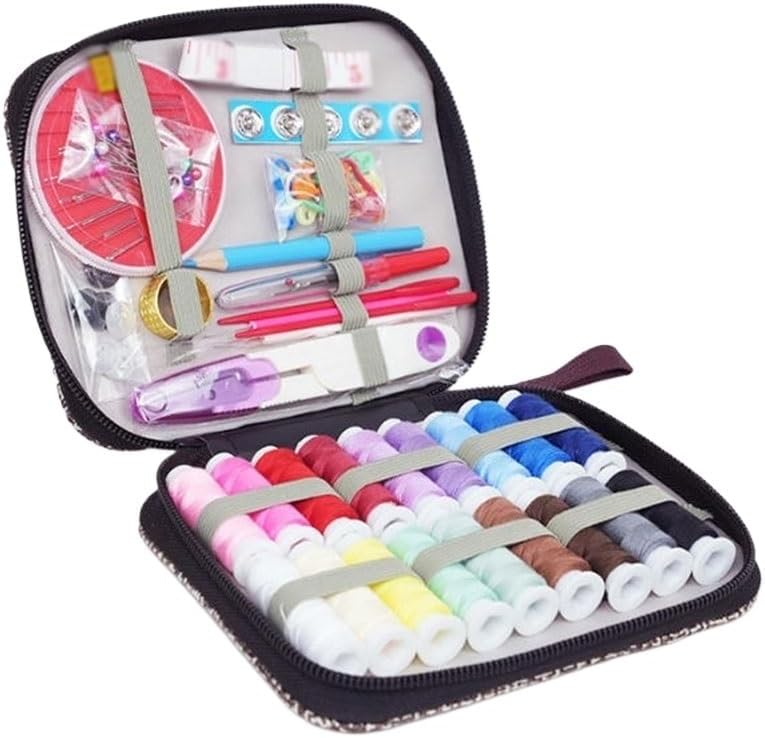 LWECMGSA Cotton Thread Household Sewing Kit Needle Bag Mini Travel Vintage Zipper Portable