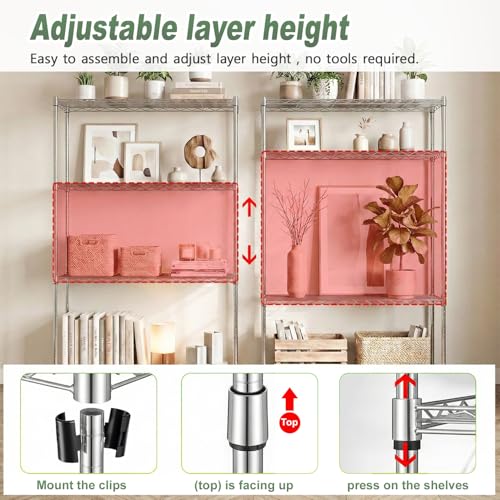 Image of BestOffice 4-Tier Wire Shelving Unit, 1000 LBS Heavy Duty Metal Storage Shelves, Adjustable Wire Shelf for Garage, Kitchen, Pantry, Utility Shelving Rack with Leveling Feet, Chrome
