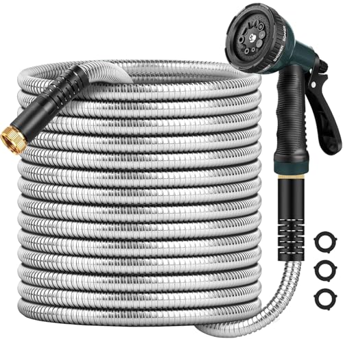 CXEZSIK Garden Hose 50ft Lightweight, Non-Expanding, Leak-Proof Metal Connector, No-Knot No-Tangle, Easy to Store and Carry, Wear-Resistant, 3/4GHT Flexible Water Hose, Hose for Yard, Garden, Outdoor