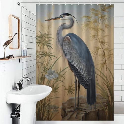 Rideau de douche grue étanche 122x183cm avec 12 anneaux pour baignoire - 6