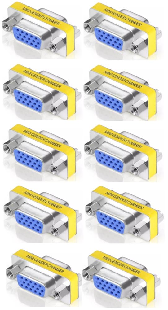 Kyper 15 Pin VGA Female to Female Adapter SVGA Coupler HD15 Mini Gender Changer VGA Cable Extender KVM (10)
