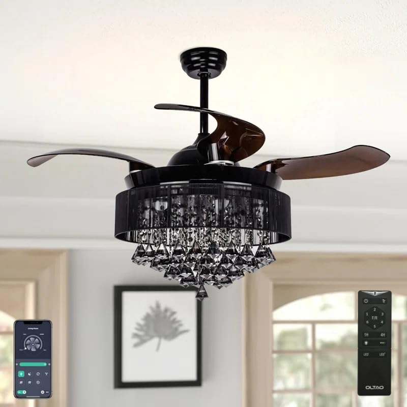 Image of oltao Kingbird Smart Chandelier Ceiling Fan with BLDC Motor, Dimmable 3 Colour LED, Remote and App Control (42 inches)