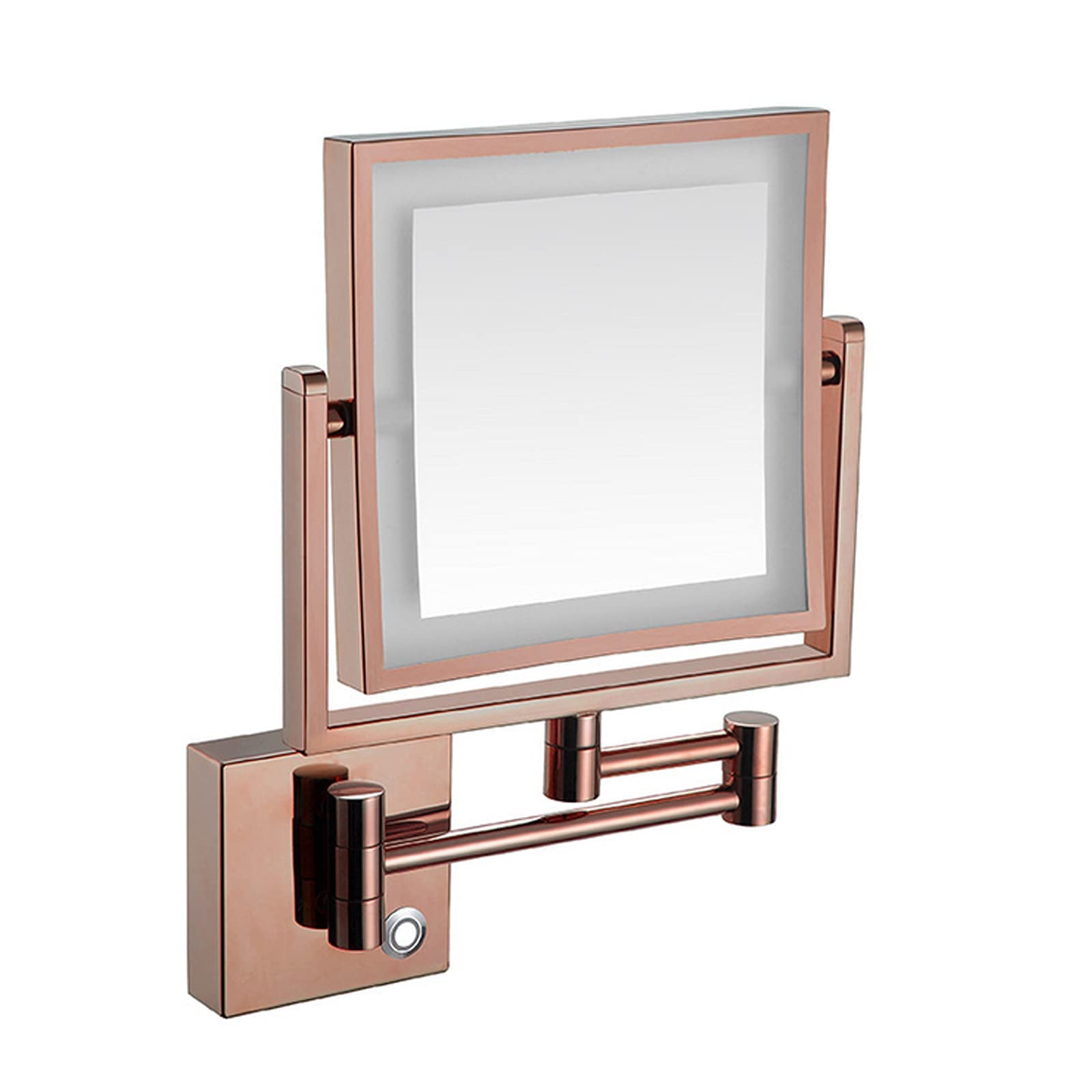 Miroir de maquillage mural LED avec miroir grossissant 3X double face rotatif rose gold JCAKES