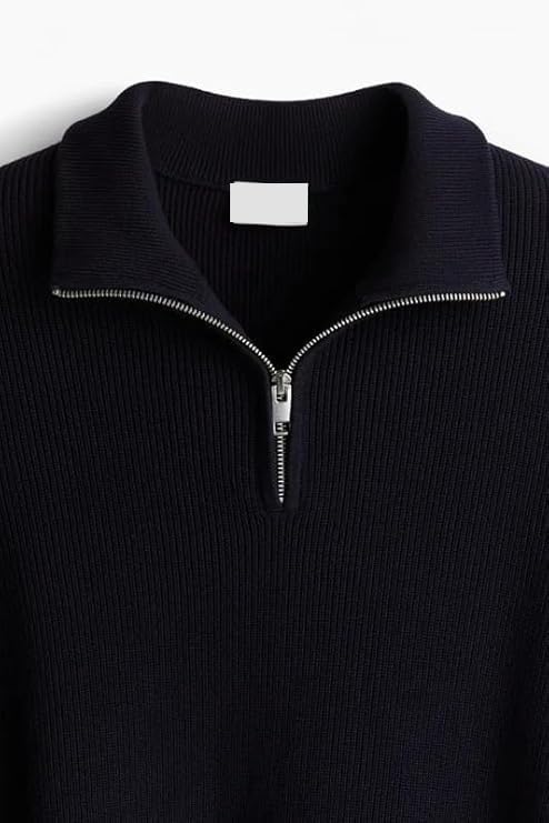 Image of Solid Half Zipper Long Sleeve Winter Wear Pull On Sweatshirt for Mens