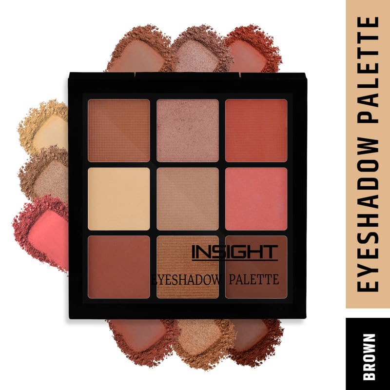 Image of INSIGHT Powder Satin Cosmetics 9 Color Eyeshadow Pallate, ES115-Brown 9 g (Pack of 1)