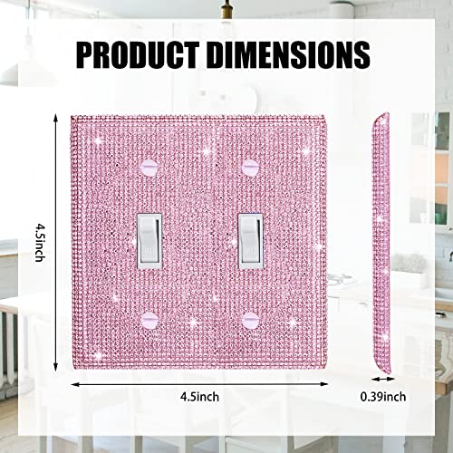 Image of Shiny Golden Rhinestones Wall Plate Cover Double Toggle Toggle Light Switch Cover pink Rhinestones Outlet Covers Wall Plate 2 Gang Decorative
