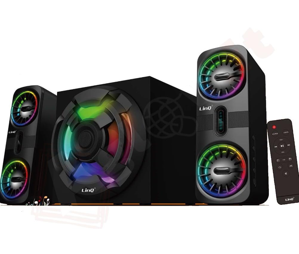 Casse Bluetooth 2.1 Altoparlante per televisore e computer con subwoofer 2.1, sistema audio gaming ad alta escursione con telecomando, connessione Hdmi arc e optical, con luci RGB LED