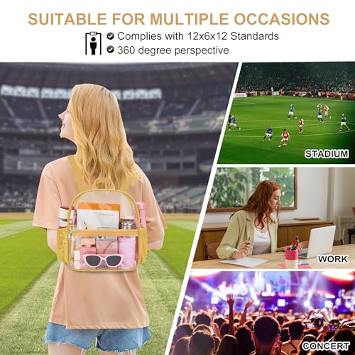 Image of Oraben Clear Backpack for Stadium Events, Clear Stadium Bag 12 x 6 x 11 in | Clear Bag for Game Day ,Sportsing, Concerts Works , Fast Security Check, Waterproof PVC, Adjustable Straps,2 Side Pockets