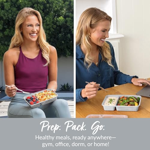 Image of Bentgo Prep 2-Compartment Meal Prep Containers with Lids, 20 Piece Set