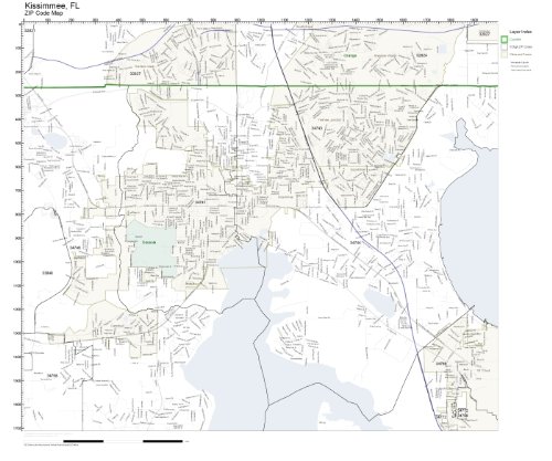 Amazon.com : ZIP Code Wall Map of Kissimmee, FL ZIP Code Map Not ...