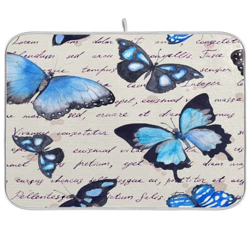 Alfombrilla Escurreplatos 41X46CM, Nota De Texto Escrita A Mano sobre Mariposas Alfombrilla De Secado De Platos Lavable Alfombra Escurreplatos Fácil De Limpiar Estera Fregadero Secado Rápido