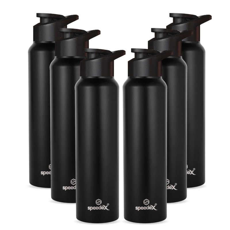 Speedex Stainless Steel Water Bottle 1 Litre, Leakproof Sipper Cap 1 Ltr, Black, Bottles 1+ Litre for School, Gym, Office, Boys, Girls, Men, Women, Kids, Fridge 1Ltr - 1000 ml - Set of 6 (B098JDYFC6) Amazon Price History, Amazon Price Tracker