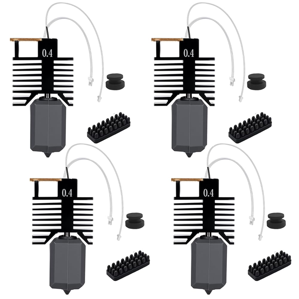 4 sztuki U1 Hotend 0,4 mm dysza ze stali hartowanej, kompatybilna z drukarką 3D Snapmaker U1, Hotend z ceramicznym ekstruderem do szybkiego nagrzewania, zestaw zamienny ze szczotką do dyszy
