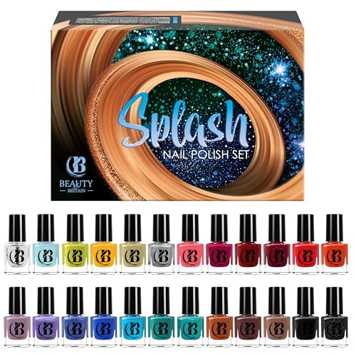 SPLASH Set de Esmaltes de Uñas – 24 Colores para 2026 | Acabados Modernos Gloss, Perlado y Pastel | Secado Rápido | Marca Británica