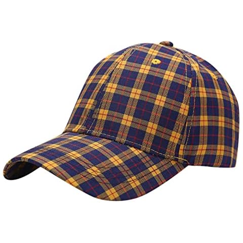 PANGHUBO Outdoor Camouflage Cap Fishing Hunting Hiking Basketball Snapback Hat Plaid Hat Mens (Yellow, One Size) Cover