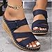 Navy Blue Wedge Sandals for Women 2026 Dressy Platform Sandals Women Casual Comfortable Fashion Mid Heels Open Toe Espadrilles Wedges Slip on Shoes Dressy Summer Flat Heels