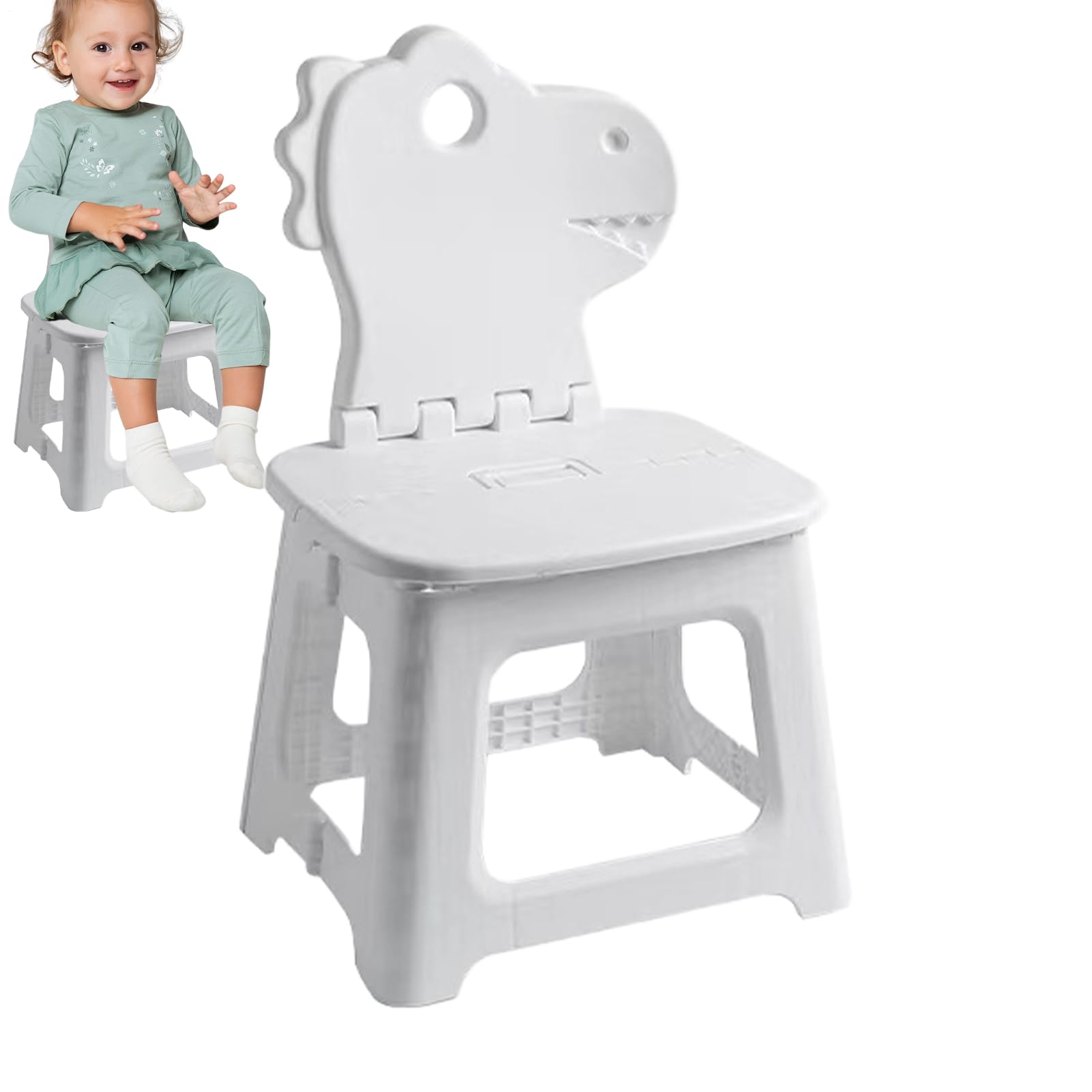 Taburete de Paso Plegable - Silla Plegable de Dinosaurio con Bunny con Respaldo | Muebles de Asiento Espesado Que Cambia la Silla para el baño en el hogar, Picnic de Viaje