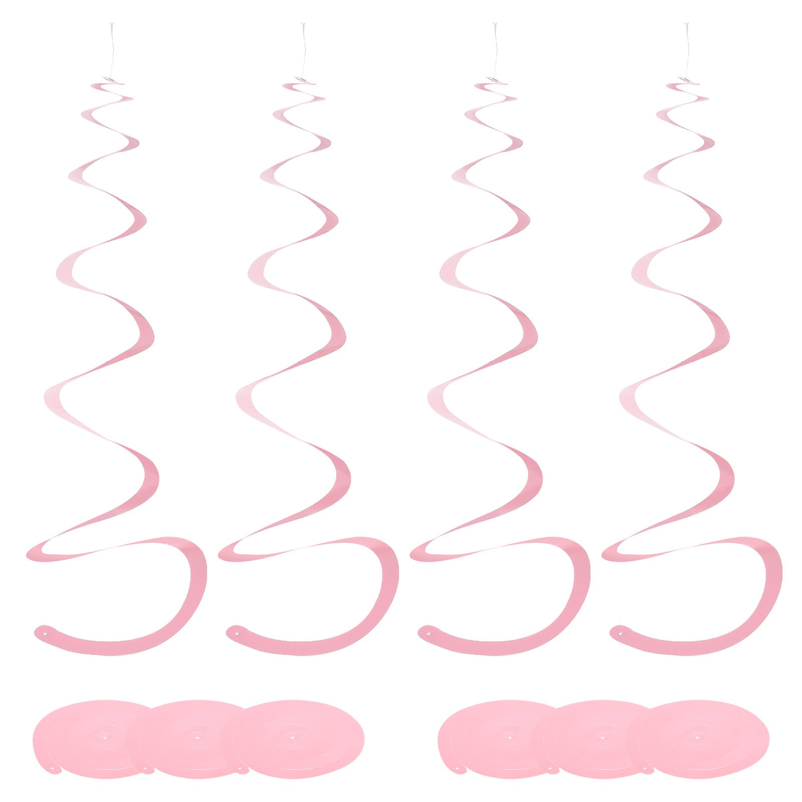Spirales de décoration en plastique rose clair à suspendre pour vos soirées | 42x