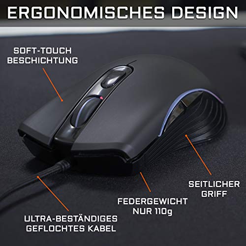 G-LAB Combo Krypton - Gamer-Tastatur und Maus mit LED-Hintergrundbeleuchtung - QWERTZ Gaming-Tastatur USB Anti-Ghosting + 3200 DPI Gaming-Maus mit 6 Tasten - Gamer-Pack PC PS4 PS5 Xbox One (Schwarz) - Image 7