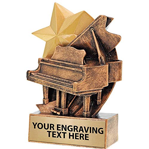 5" 3D Star Piano Trophies, Custom Engraved Piano Trophy Award #TOP29