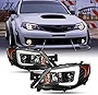 AKKON - For 2008-2014 Subaru Impreza WRX STI [HID Type] LED DRL Tube Black Bazel Projector Headlights LH+RH Pair