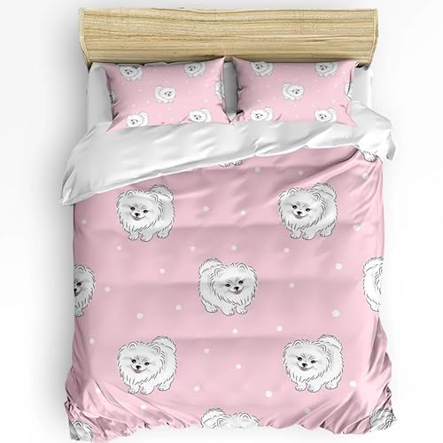 寝室装飾寝具セット,ピンクの子犬子供の10代の3点セット掛け布団カバーセットマイクロファイバー,四季布団かばー暖かいふわふわ,1掛け布団カバー170*210cmと2枕カバー43x63cm