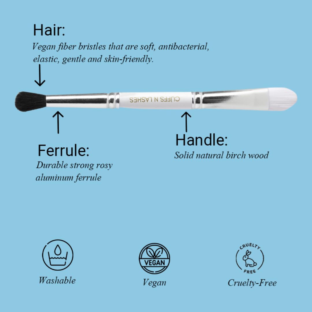 Cuffs N Lashes Dual Makeup Brush | 2-in-1 Fluffy Blending Brush &Small Flat Brush 04 | Eye Shadow Application &Seamless Blending | Soft Premium Bristles | Travel Friendly Eye Makeup Tool - Image 5 thumbnail