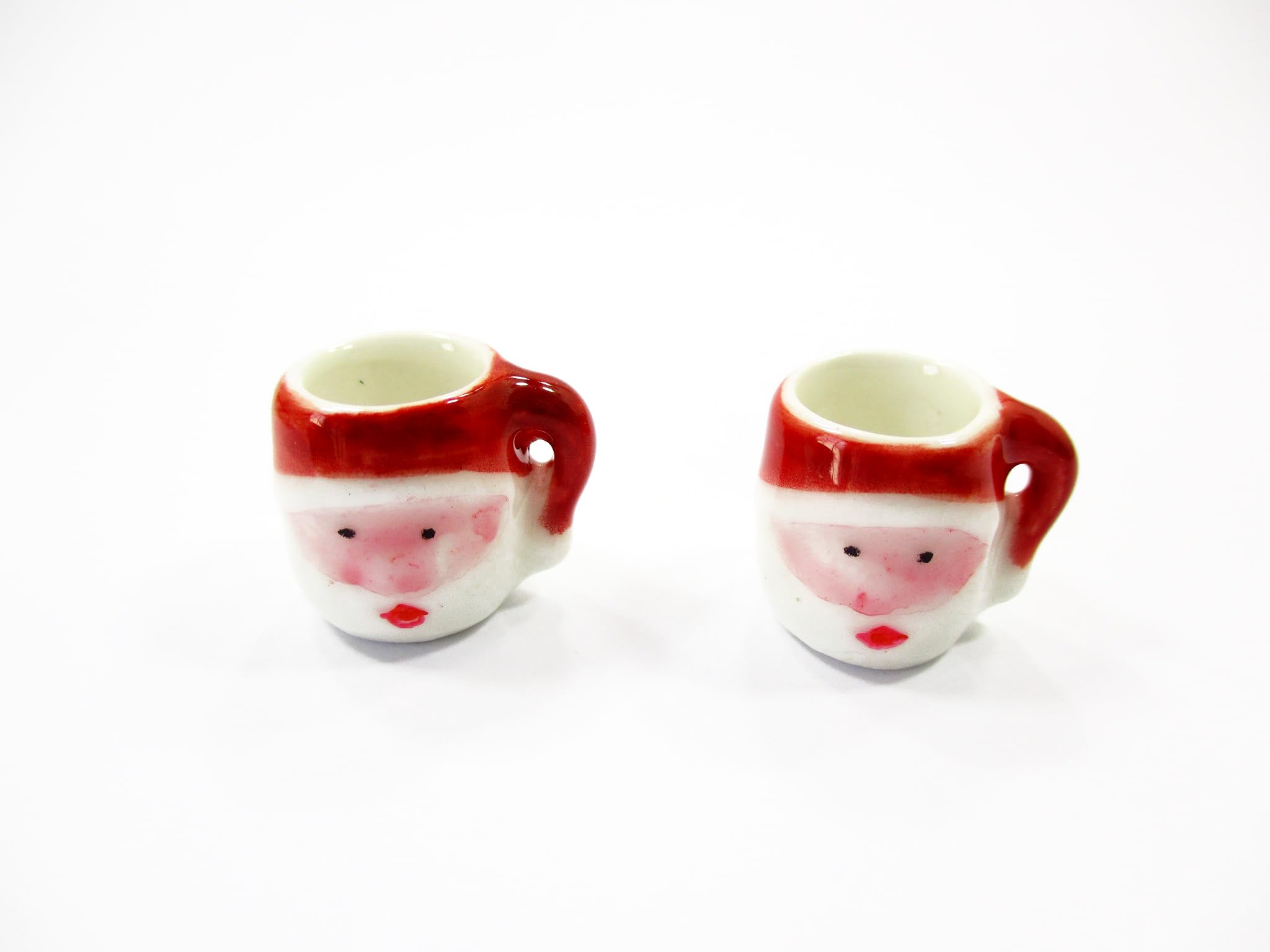 Dollhouse Miniature New 2 Santa Ceramic Cup Mug Christmas Supply Charms 15675