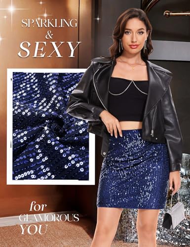 Aupuls Sequin Skirt Sparkly Mini Skirt Party Stretchy Bodycon Skirts Shine Sexy Skirt Carneval - Image 5