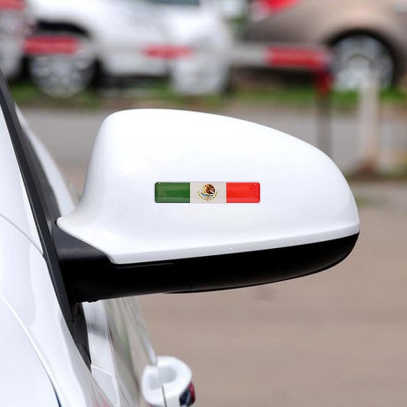 Mexico Flag 3D Epoxy Car Stickers, Reflective, 4-Pack for Cars, Motorcycles, Helmets, Laptops, & More – Premium Quality Vehicle Accessory, Durable Mexican Pride Accessories