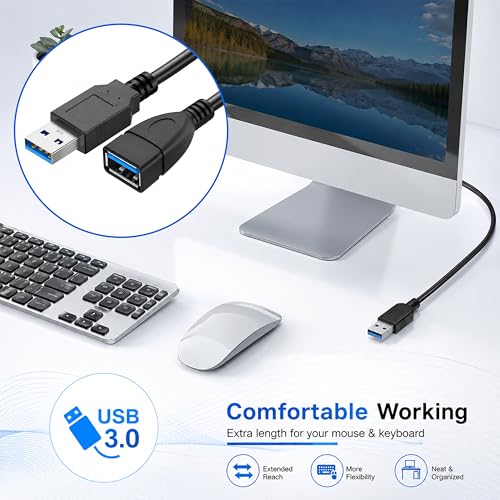 Image of Storite 30cm USB 3.0 Extension Cable Extender SuperSpeed 5 Gbps USB 3.0 Type A Male to USB A Female Extension Cord for Printer, Mouse, Pen Drive 30cm