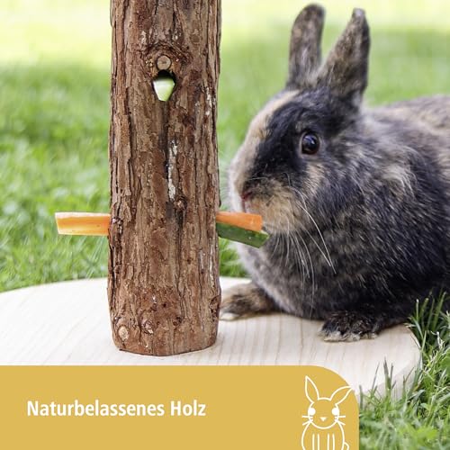 Kerbl Futterbaum Nature für Nagetiere/Kaninchen (Abwechslung, Spielzeug für Nager, Höhe 30 cm, Futterspender aus Holz, Knabberbaum mit Bodenplatte) 84408