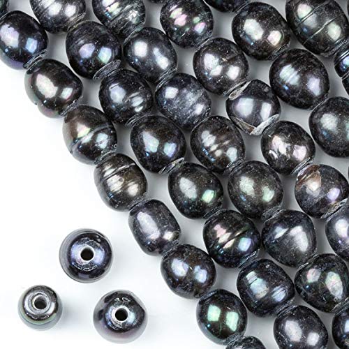 Cherry Blossom Beads Peacock Fresh Water Pearls Grade B Large 2mm Hole 9x10-10x12mm Rice - 7 Inch Strand