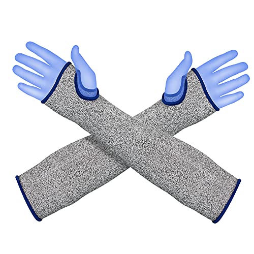 Induzeug Höchste Schnittfeste Armschutzhülle, Schnittschutzklasse 5,Lebensmittelqualität mit Daumenlöchern,36CM Lang,Groß(Armbreite 13-19CM),1 Paar(2 Stück) Cover